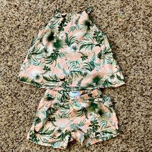 Girls Tropical Palm Shorts and Top